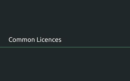 New section slide: Common Licences
